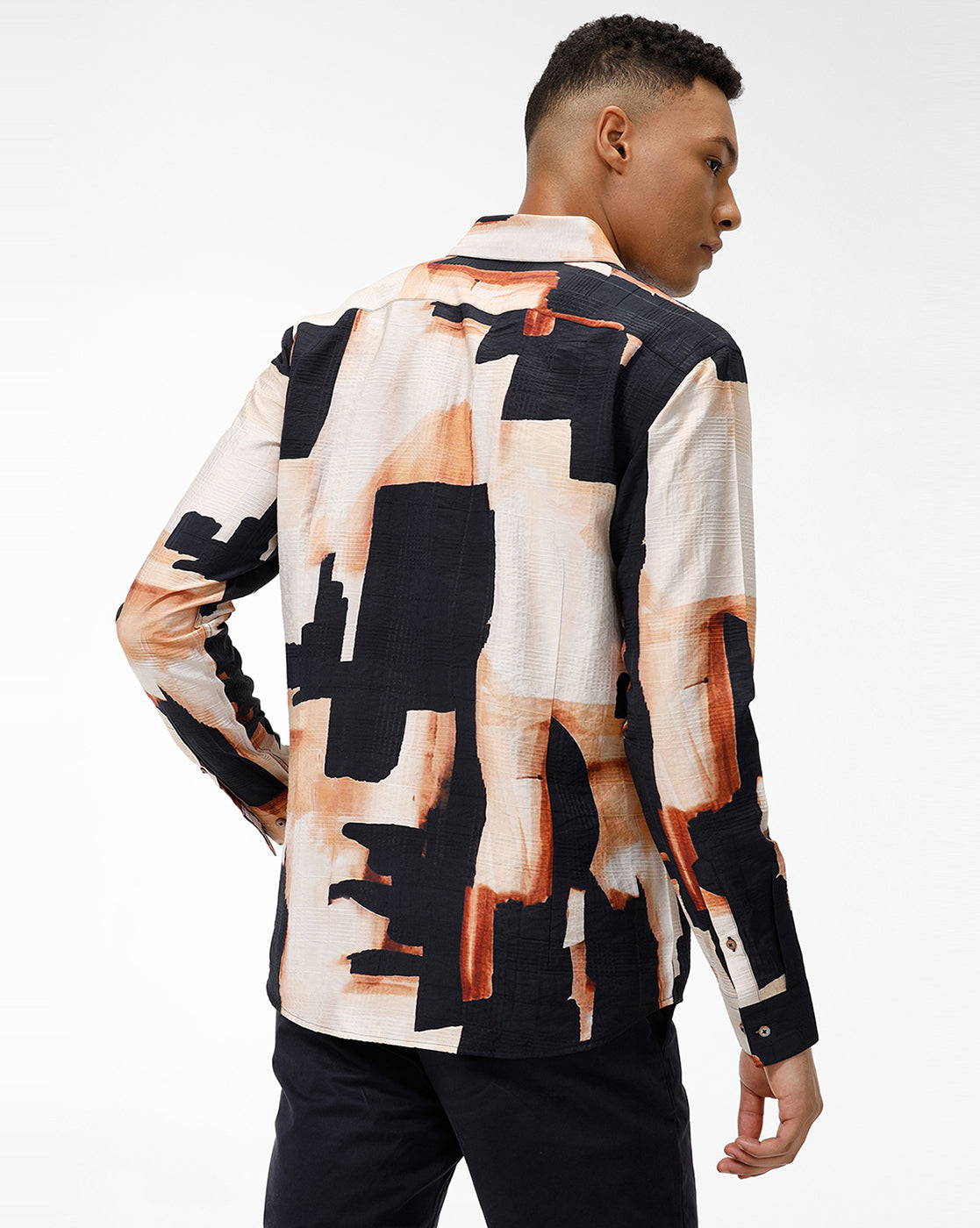 Black Cream Abstract Print Shirt – PANGOLIN