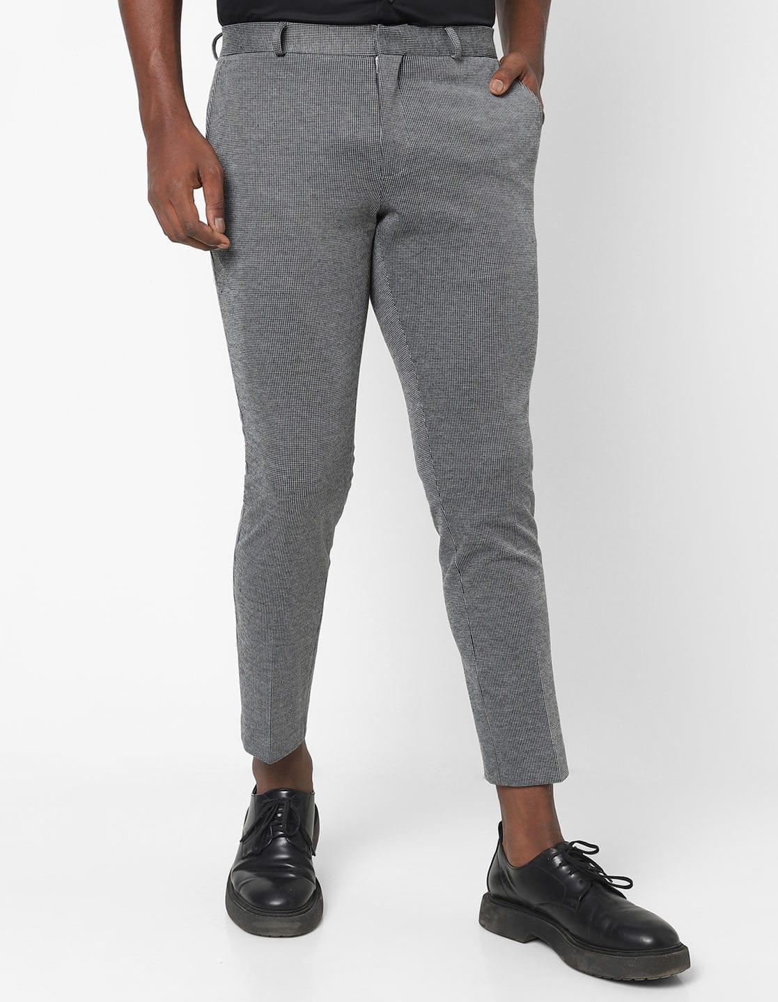 Grey Knitted Stretch Men's Trouser