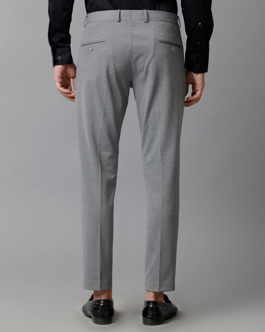 Grey Melange Knitted Stretch Men's Trouser