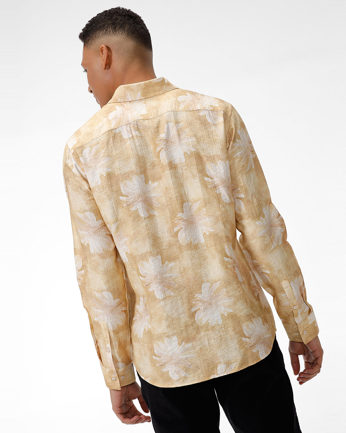 Moose Yellow Flower Print Casual Shirt