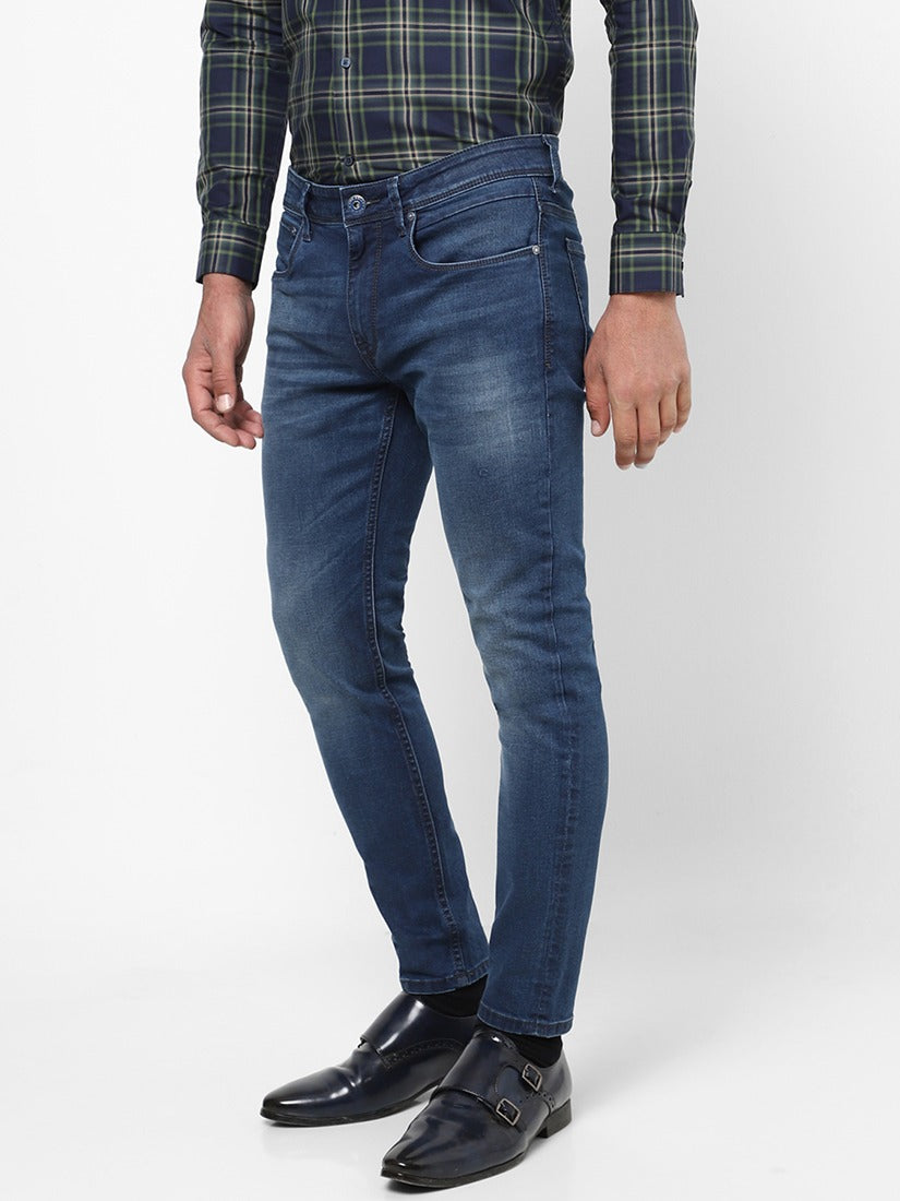Men Slim Mid Rise Light Blue Jeans