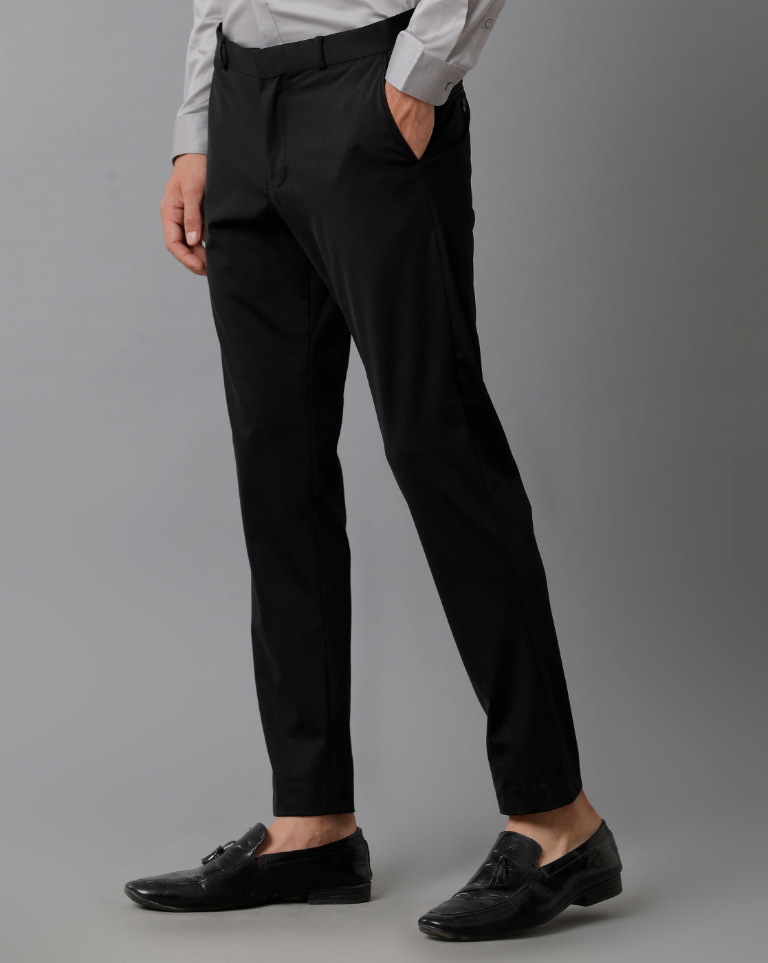 Black Knitted Stretch Men's Trouser