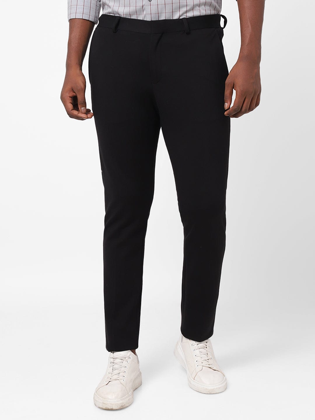 Black Knitted Stretch Men's Trouser