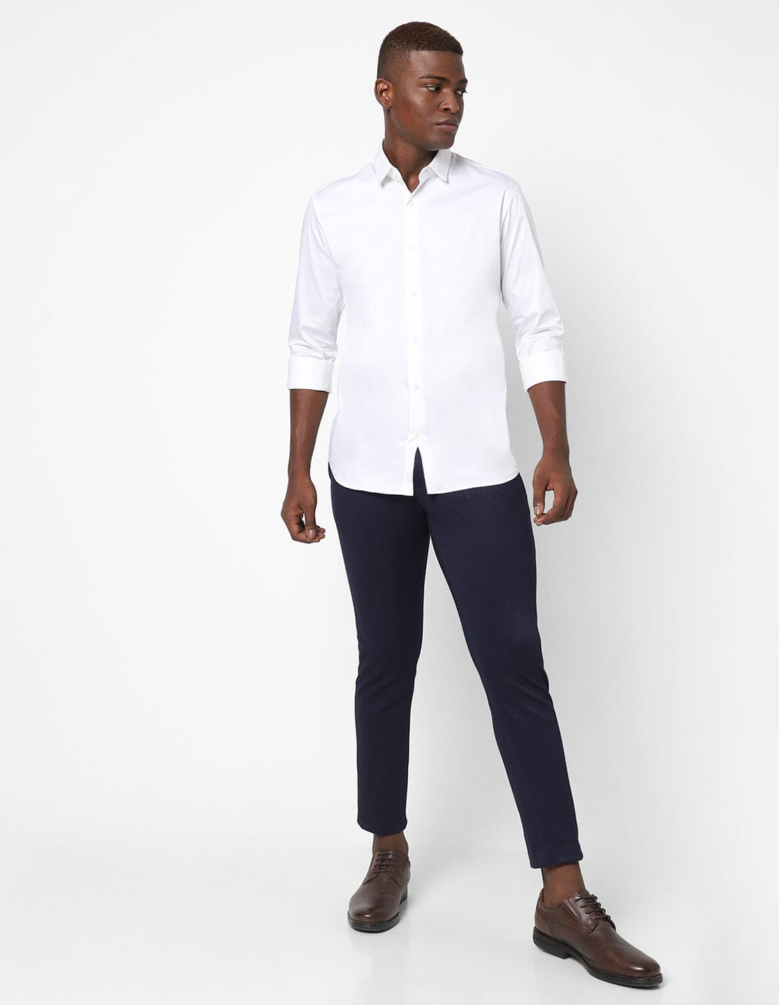 Navy Pin Dot Knitted Stretch Men's Trouser