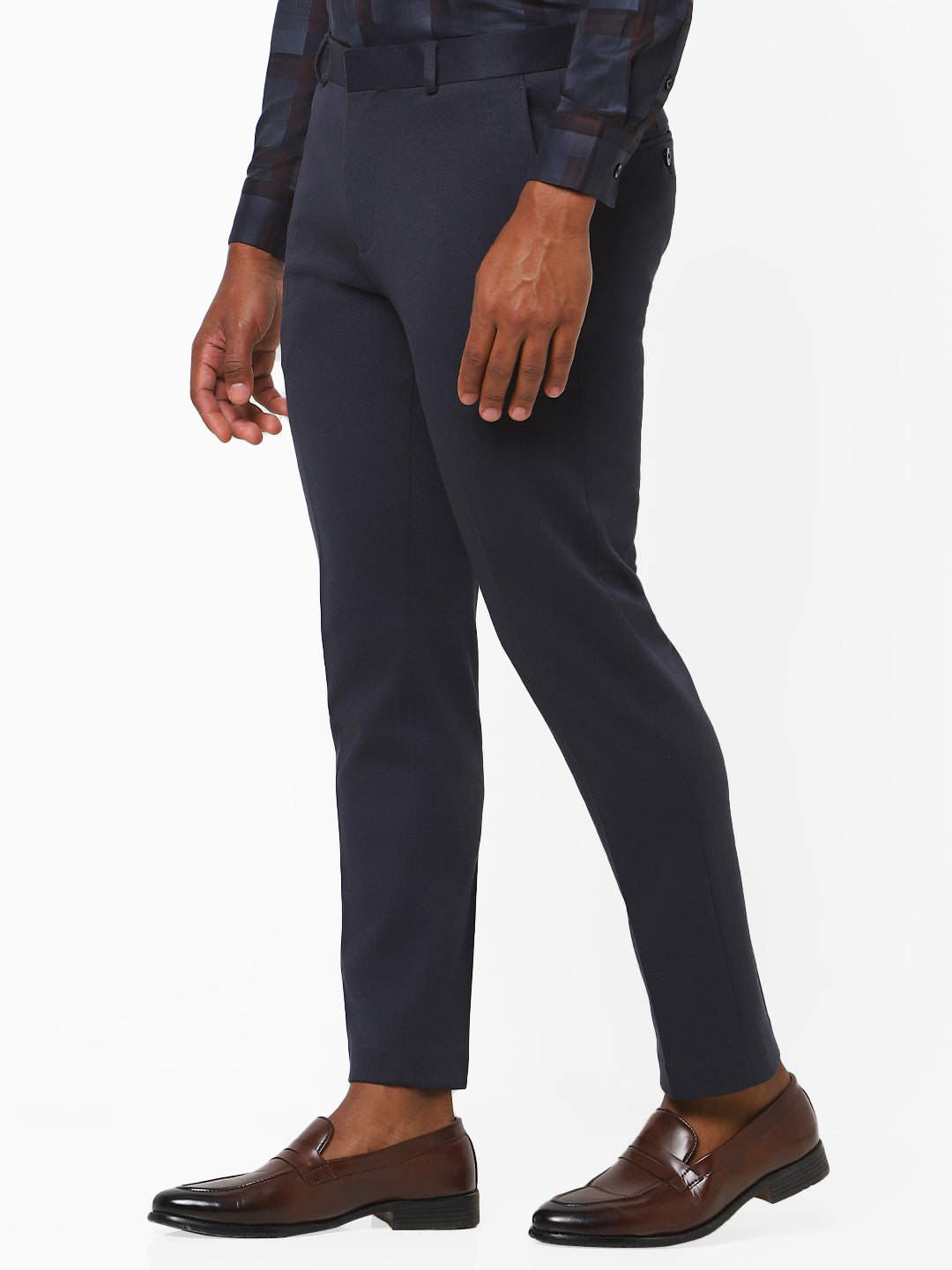 Navy Knitted Stretch Men's Trouser