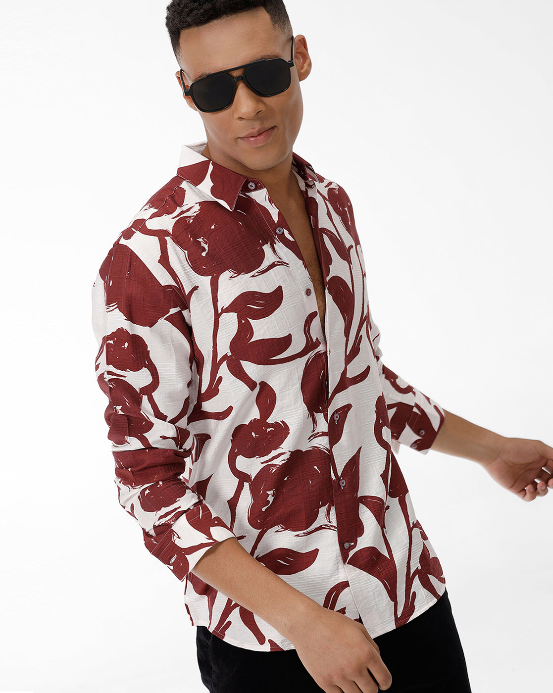 POSSUM – Marron Print Casual Shirt