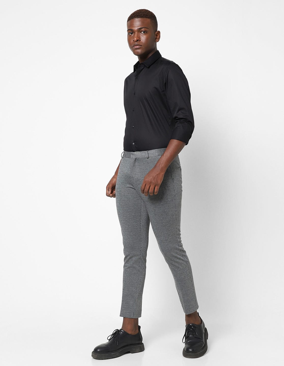 Grey Knitted Stretch Men's Trouser