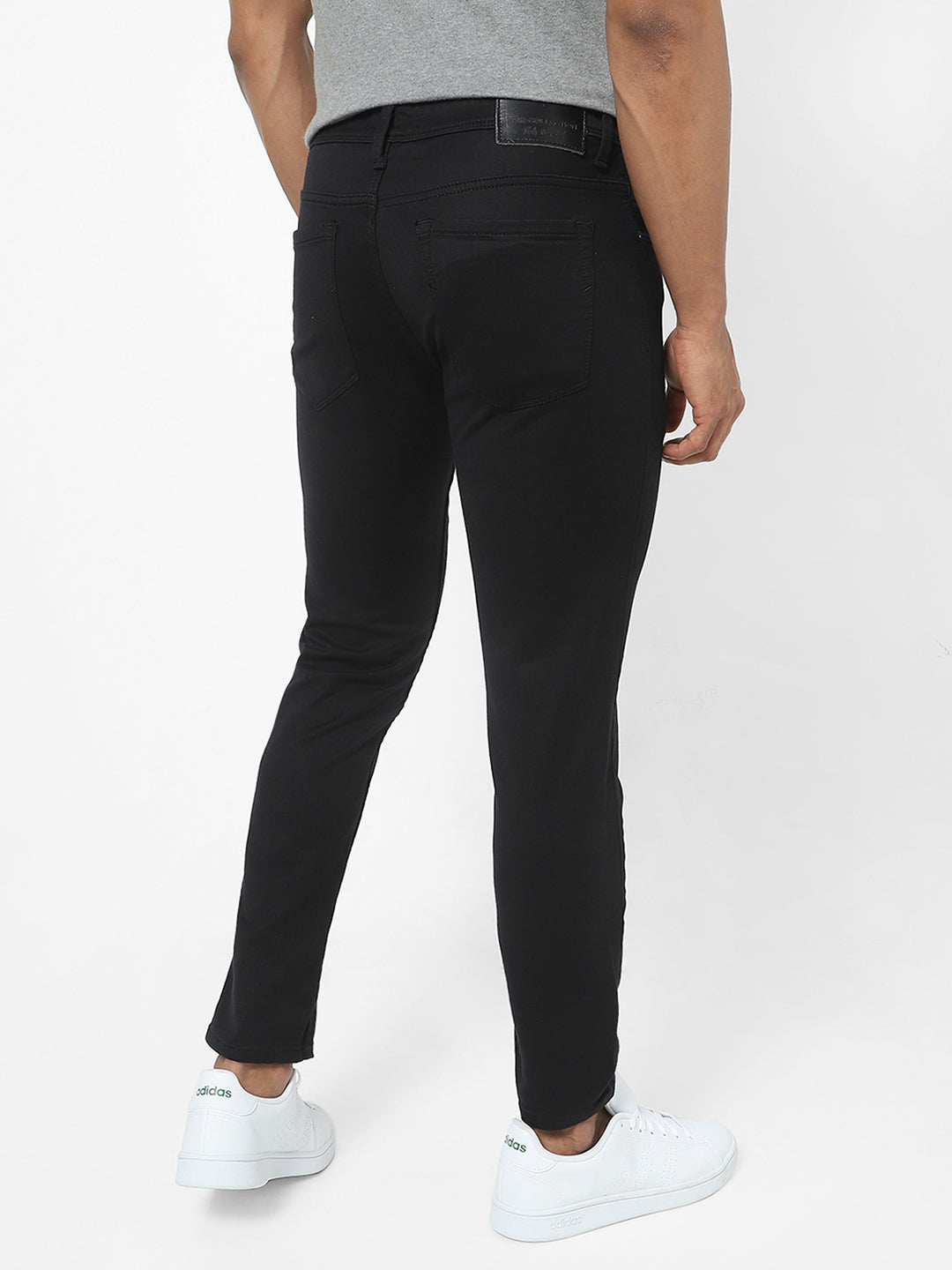 Men Slim Mid Rise Black Jeans