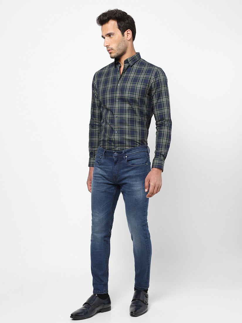 Men Slim Mid Rise Light Blue Jeans