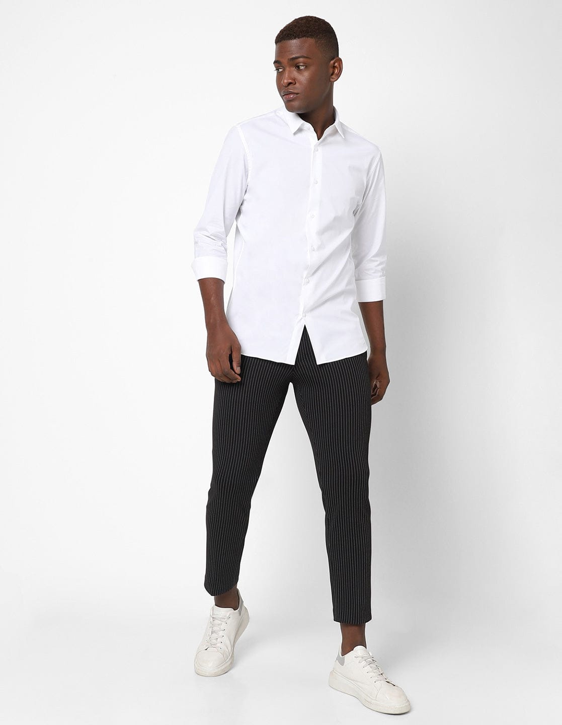 Black Stripes Knitted Stretch Men's Trouser