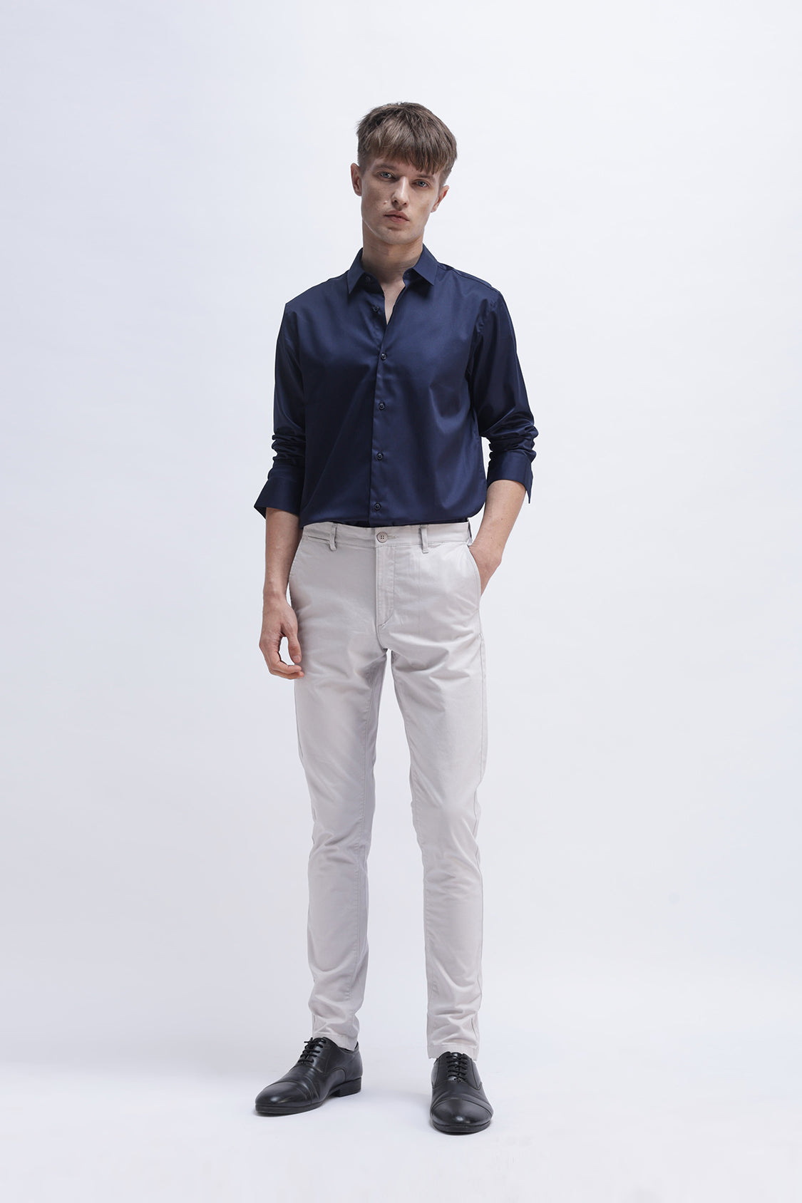 SLIM FIT SOLID COTTON SHIRT
