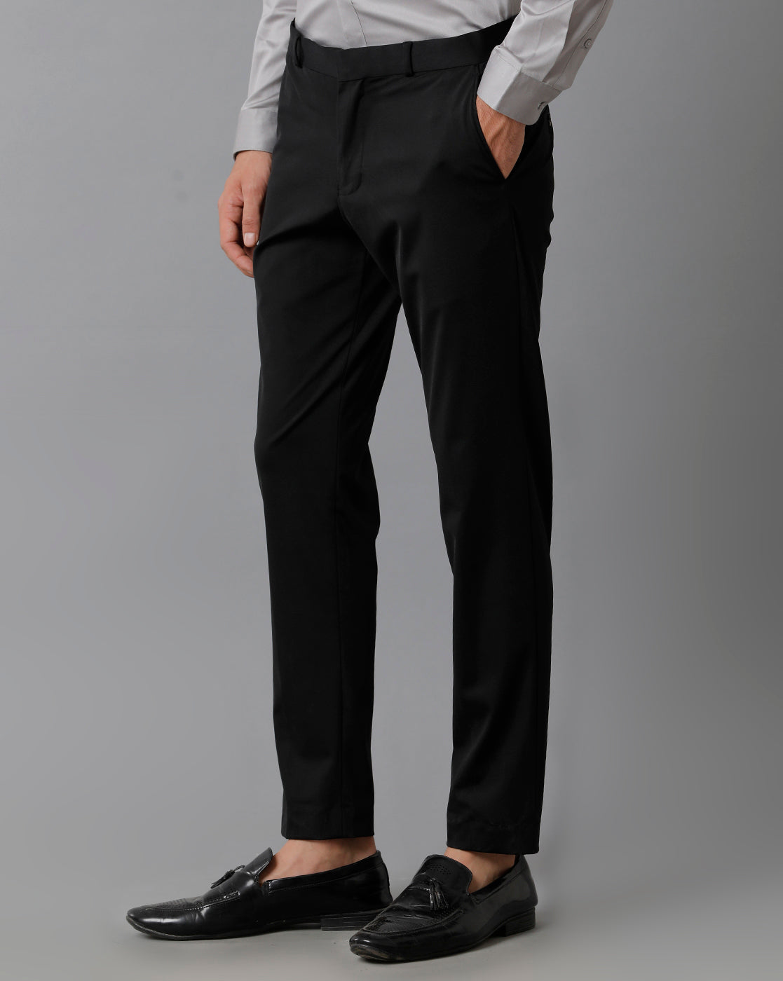Black Knitted Stretch Men's Trouser