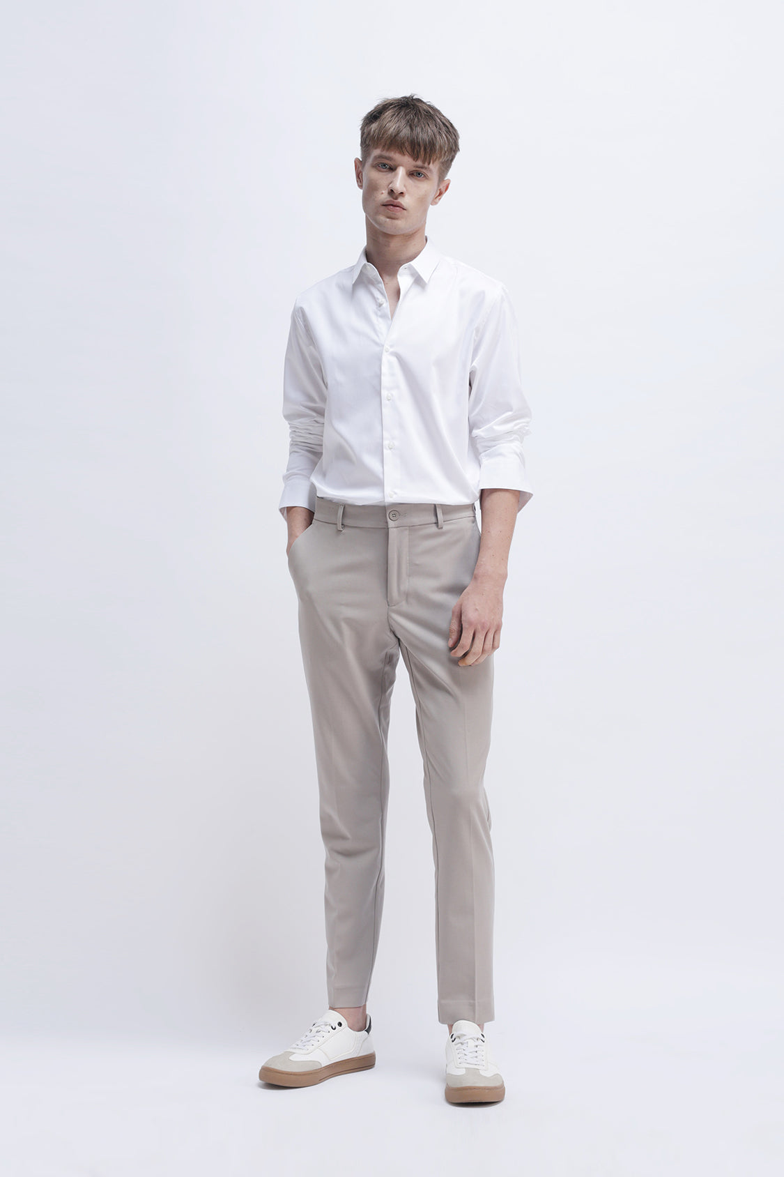 SLIM FIT SOLID COTTON SHIRT
