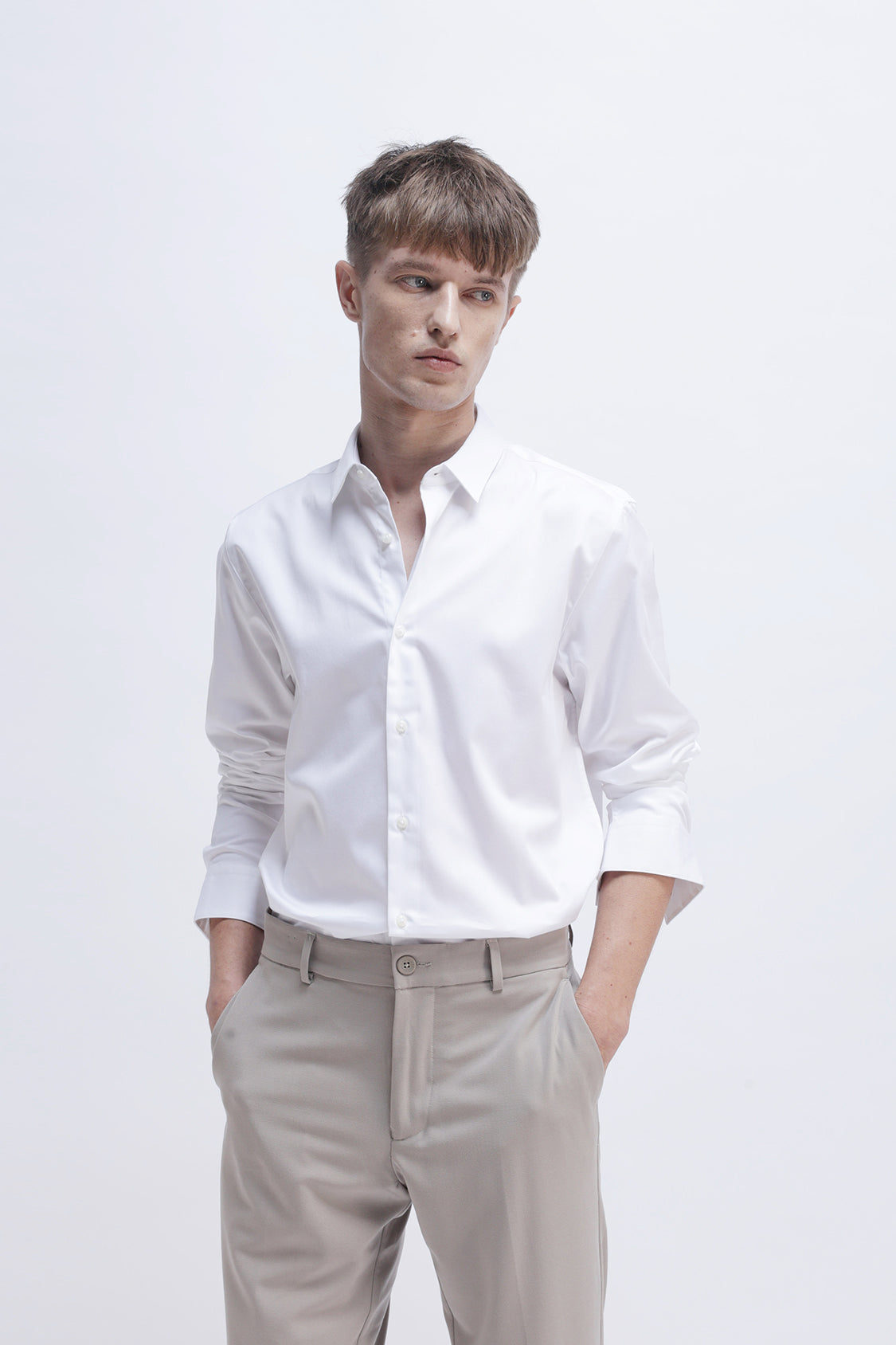 SLIM FIT SOLID COTTON SHIRT