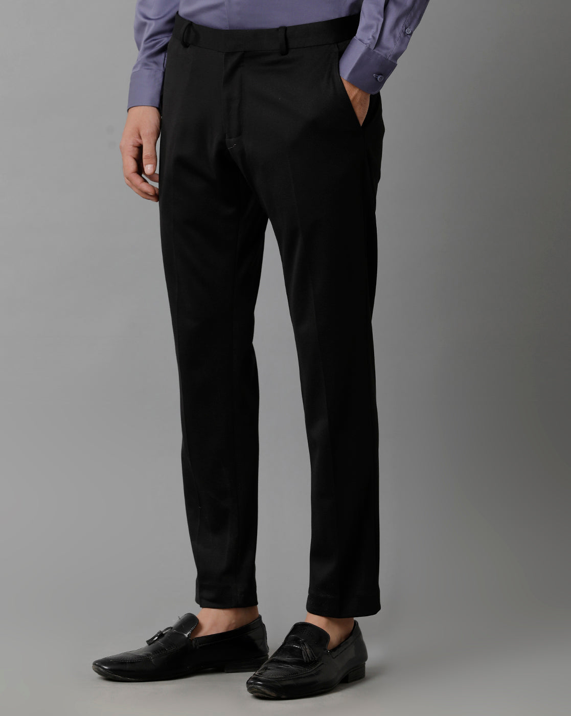 Black Knitted Stretch Men's Trouser