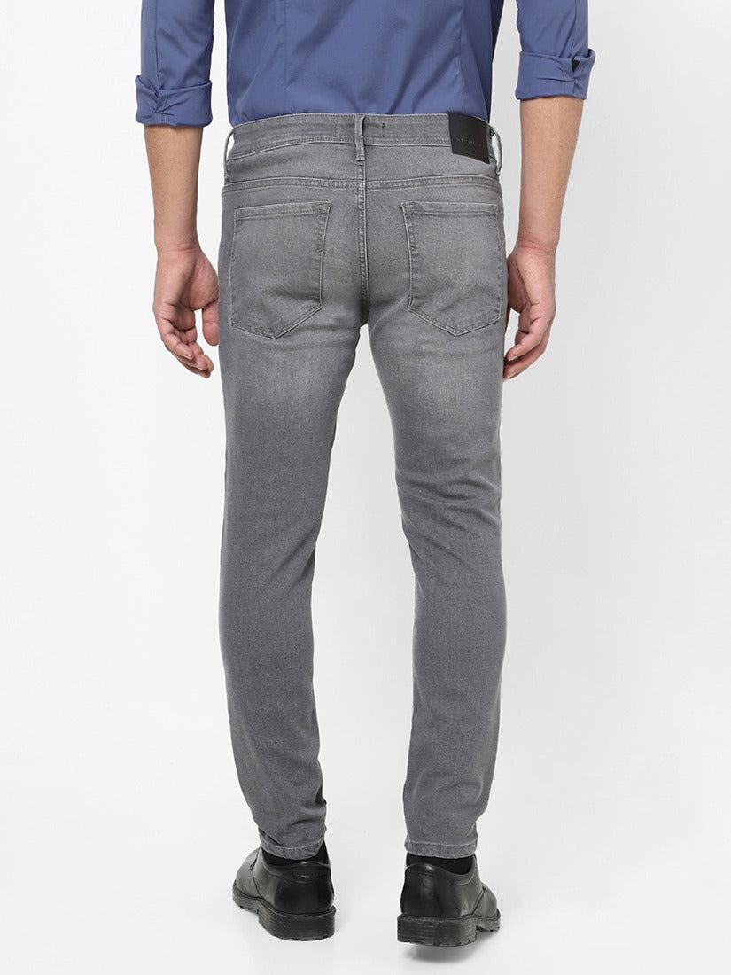 Men Slim Mid Rise Dark Grey Jeans