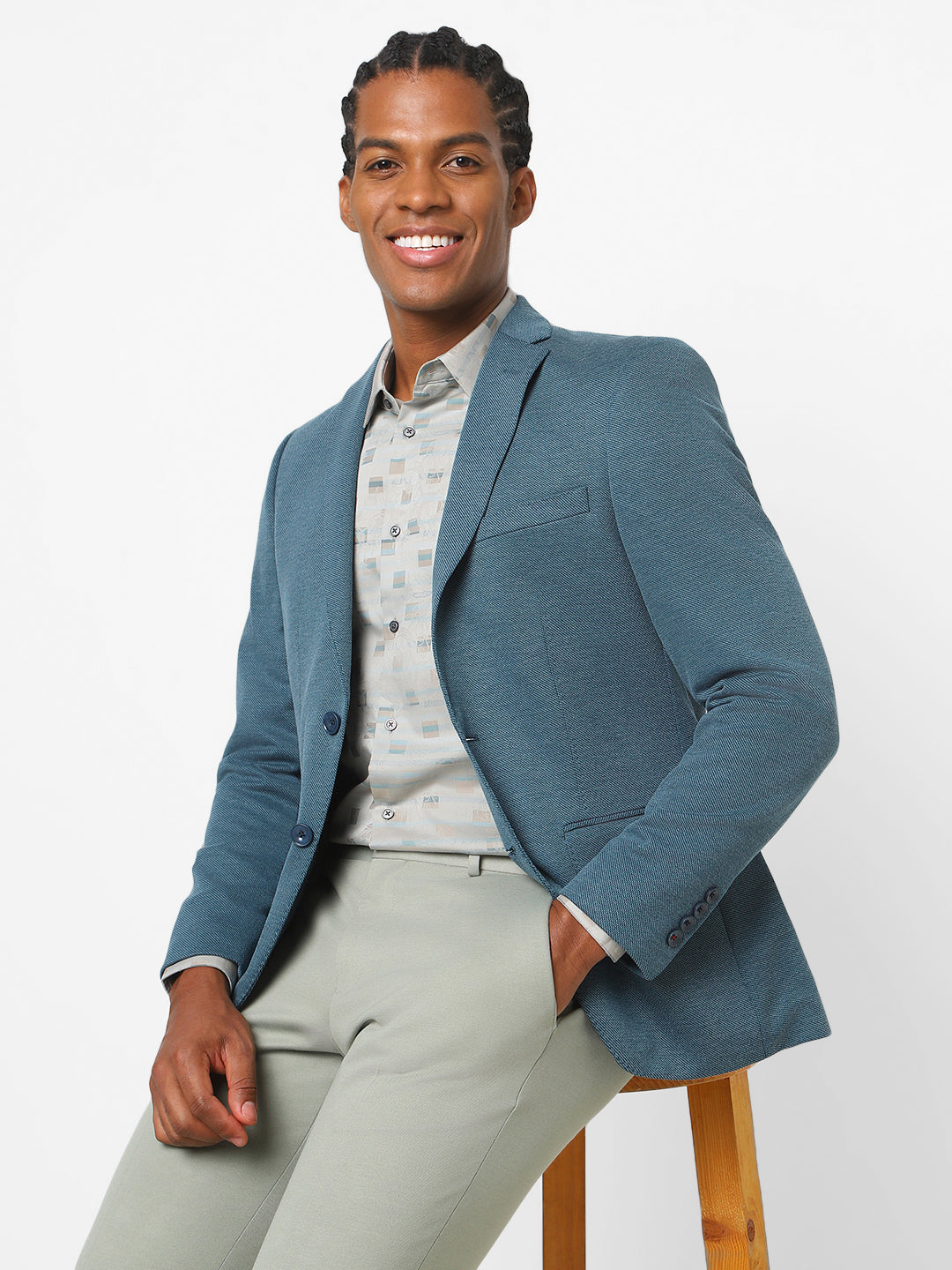 Men's Teal Blue Blazer TCJ-MILES