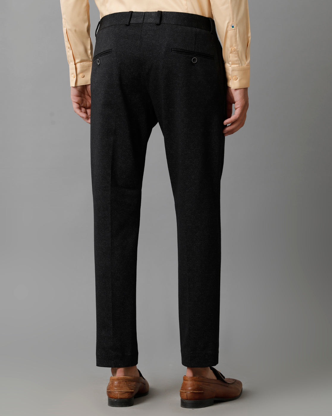 Black Check Knitted Stretch Men's Trouser