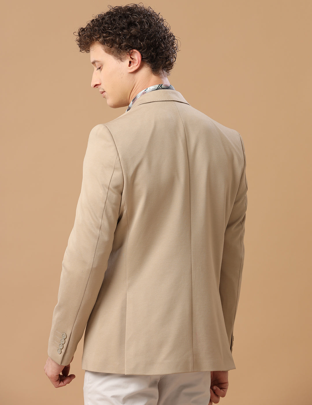 Men's Slim Fit Single Breasted Beige Formal Blazer