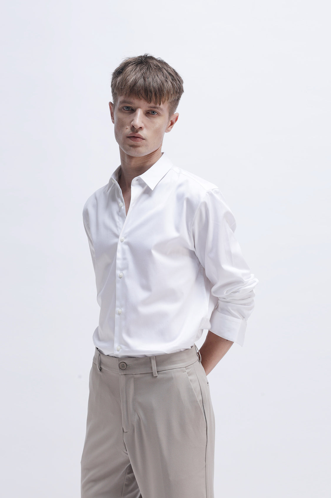SLIM FIT SOLID COTTON SHIRT