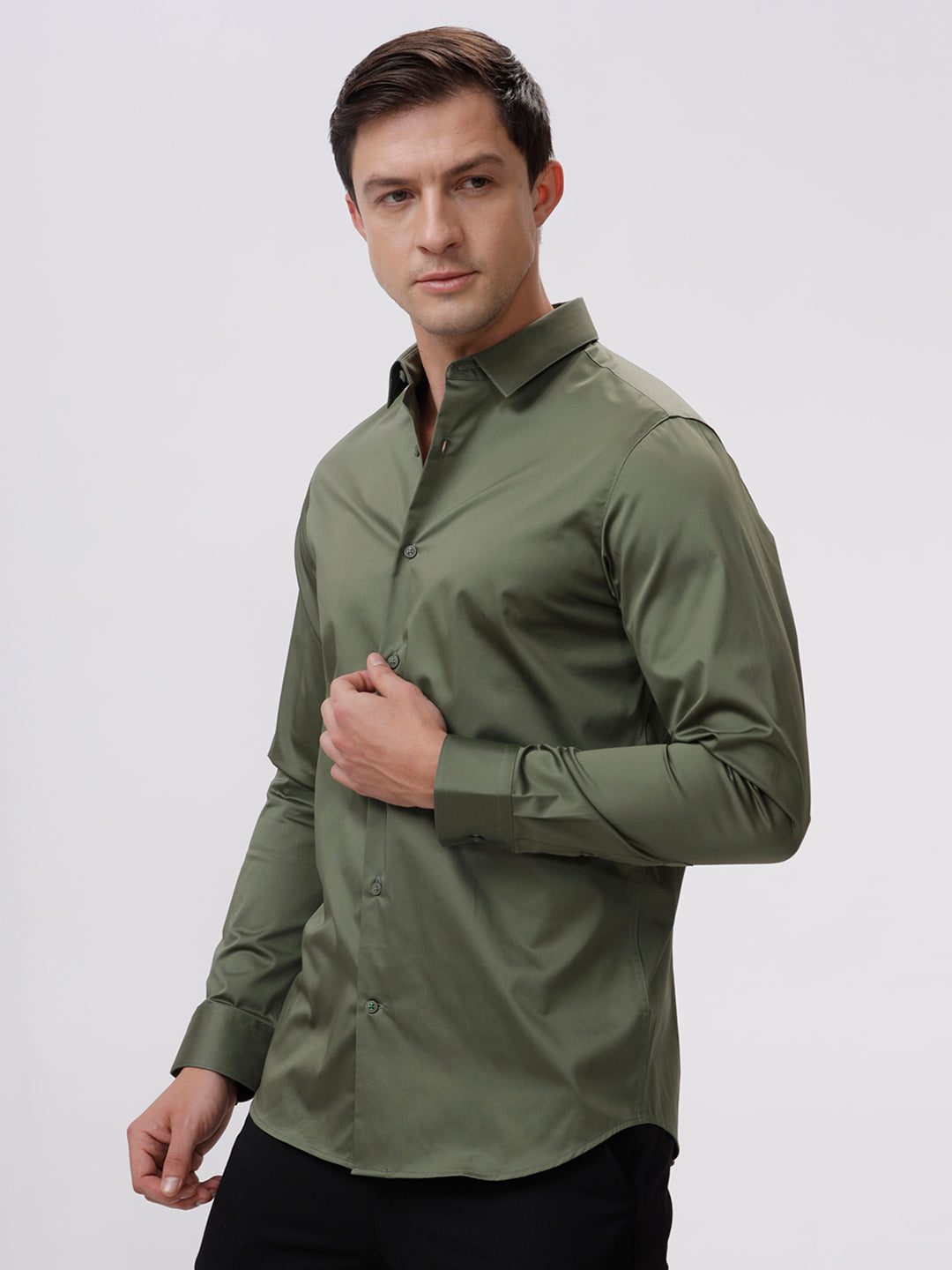 Deep Lichen Green Cotton Solid Shirt