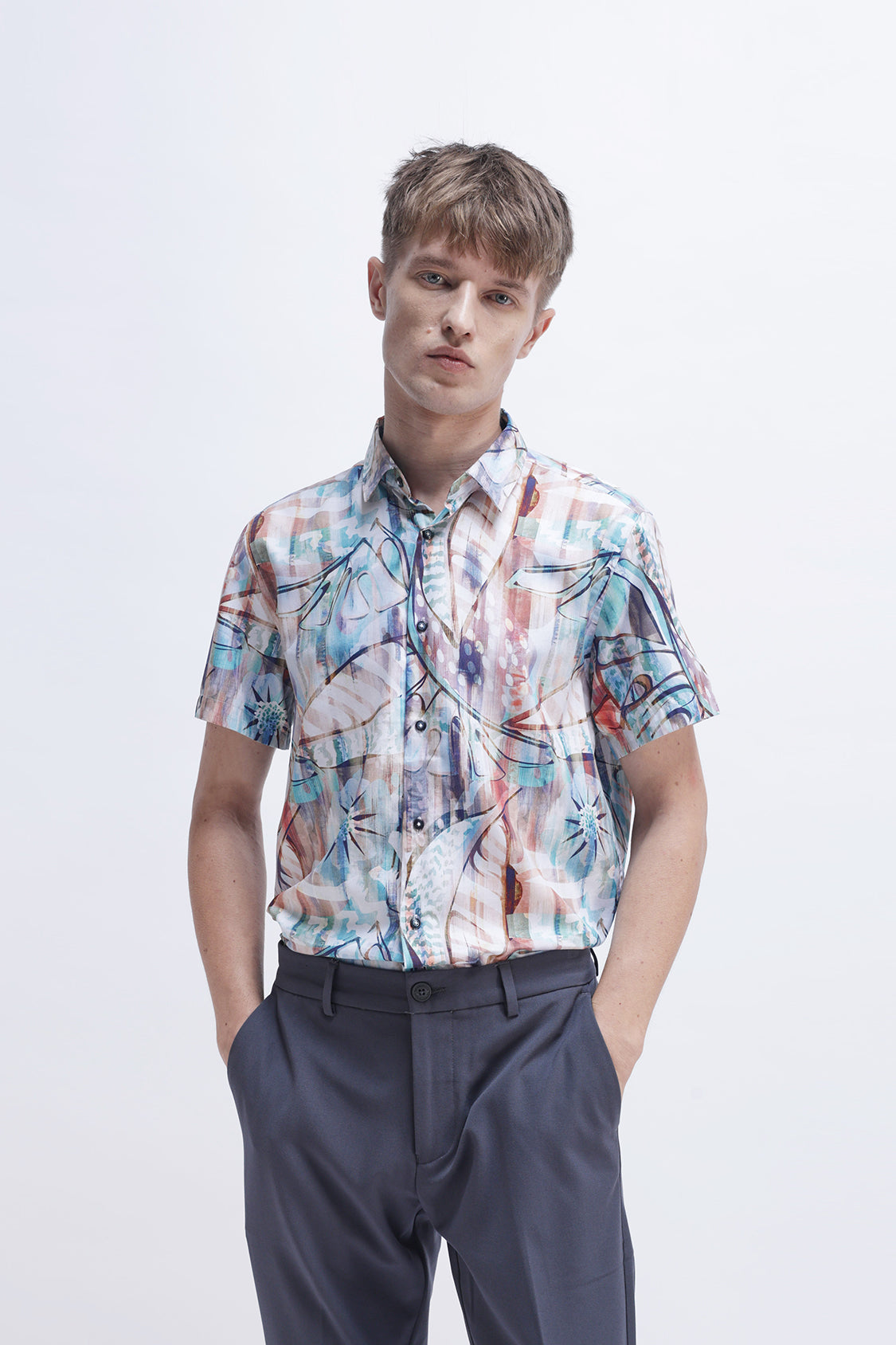 ABSTRACT PRINTED HALF SLEEVES SHIRT