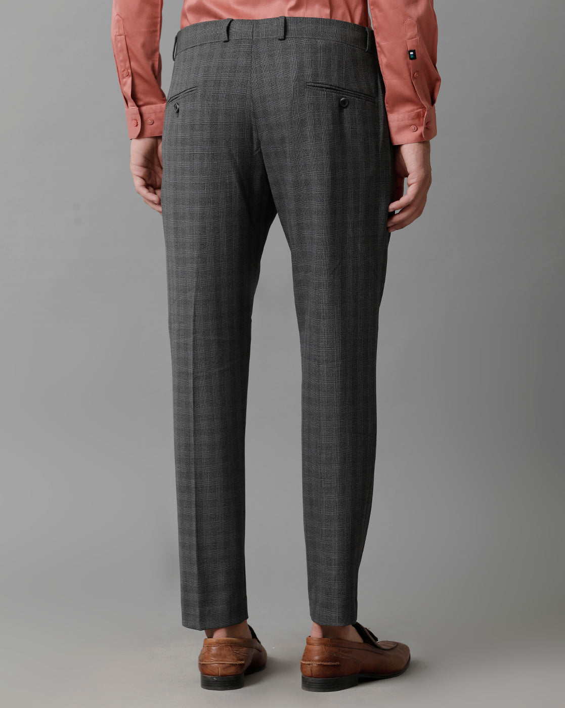 Charcoal Check Knitted Stretch Men's Trouser