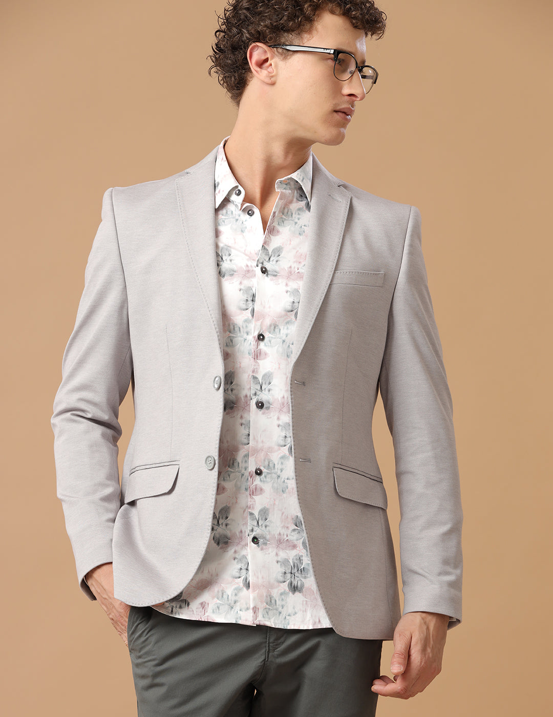 Men's Slim Fit Single Breasted Grey Formal Blazer