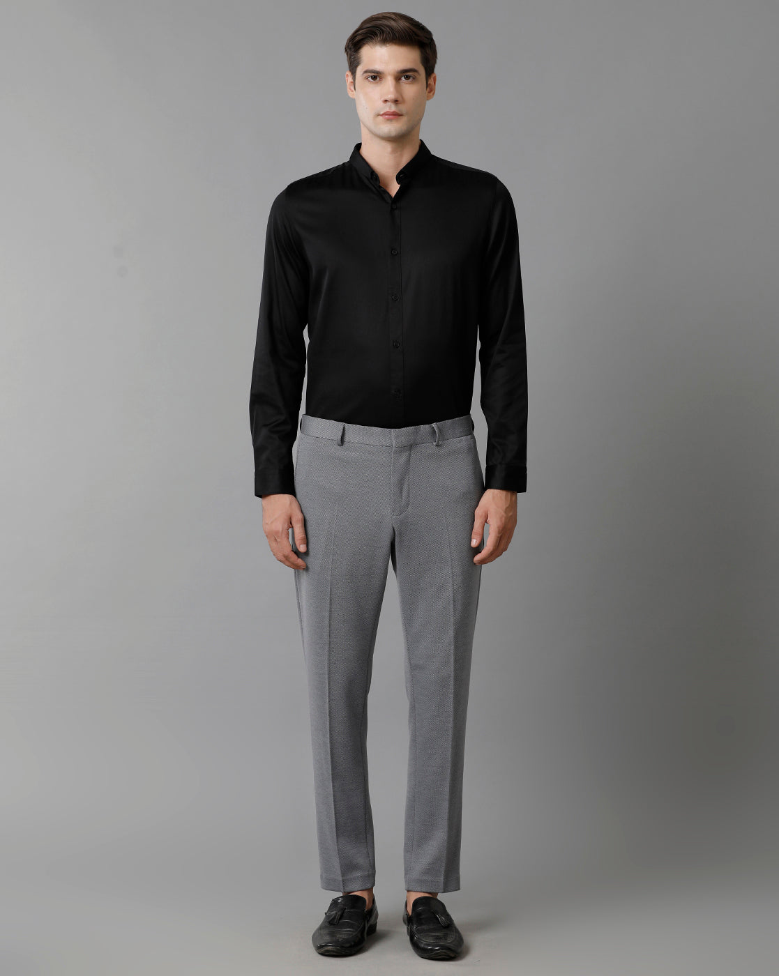 Grey Knitted Stretch Men's Trouser