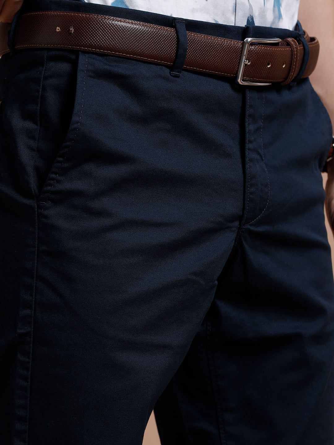 Navy  Smart Casual Cotton Trouser