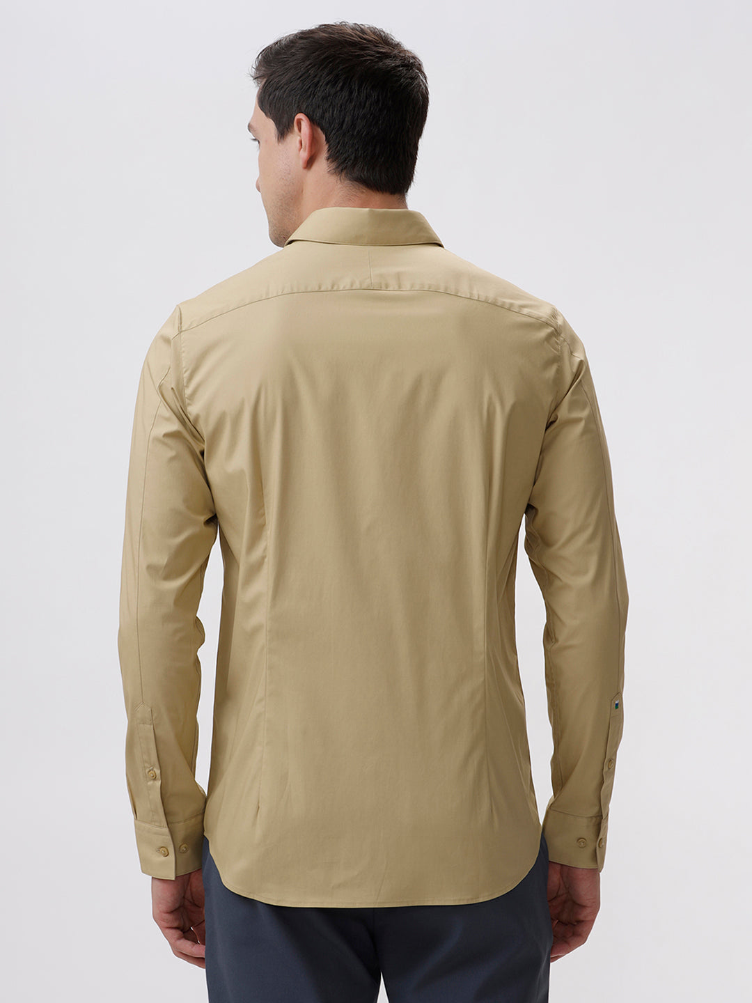 Patrick Tios Taupe Cotton Spread  Solid Shirt