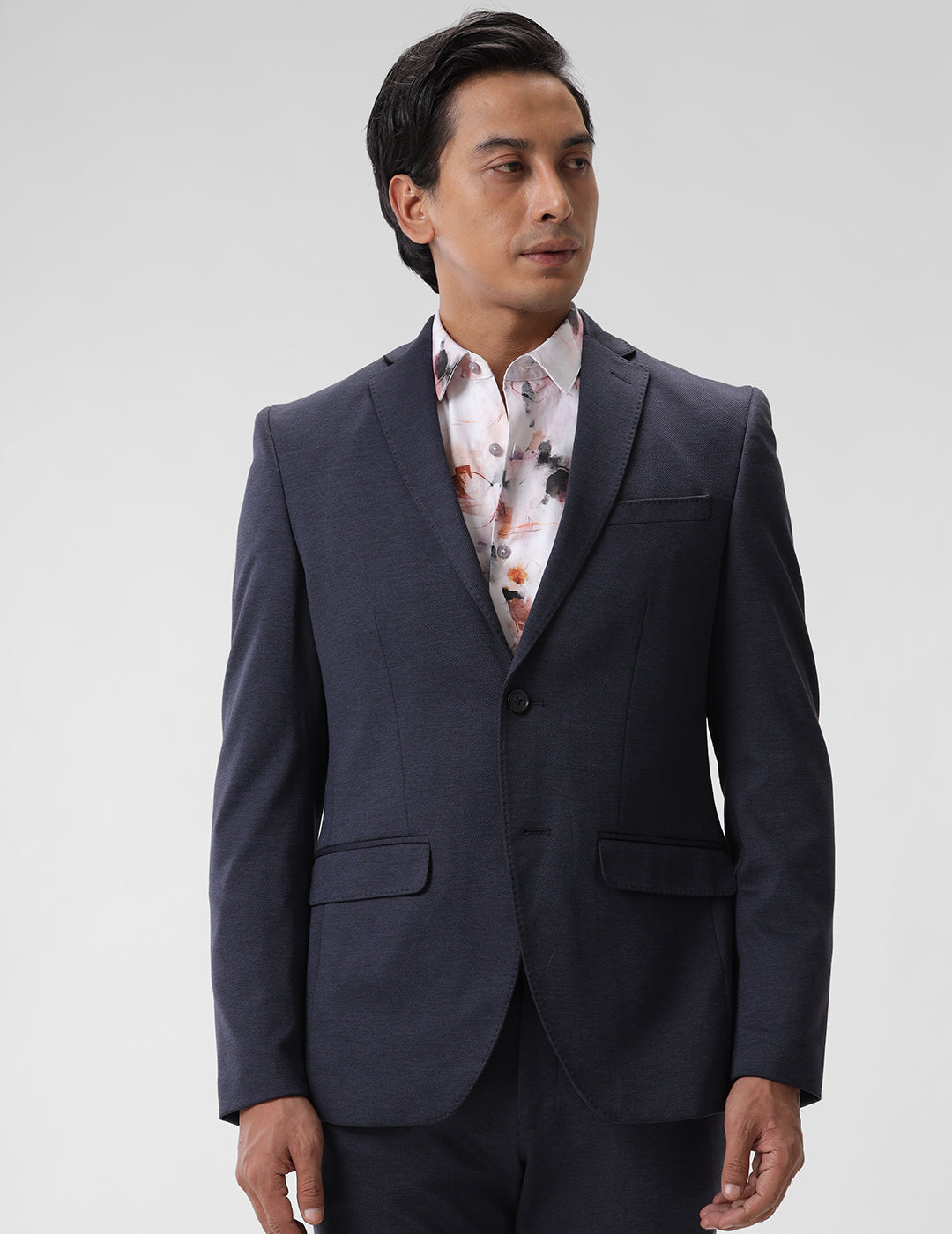 Men's Slim Fit Single Breasted Dark Blue Formal Blazer