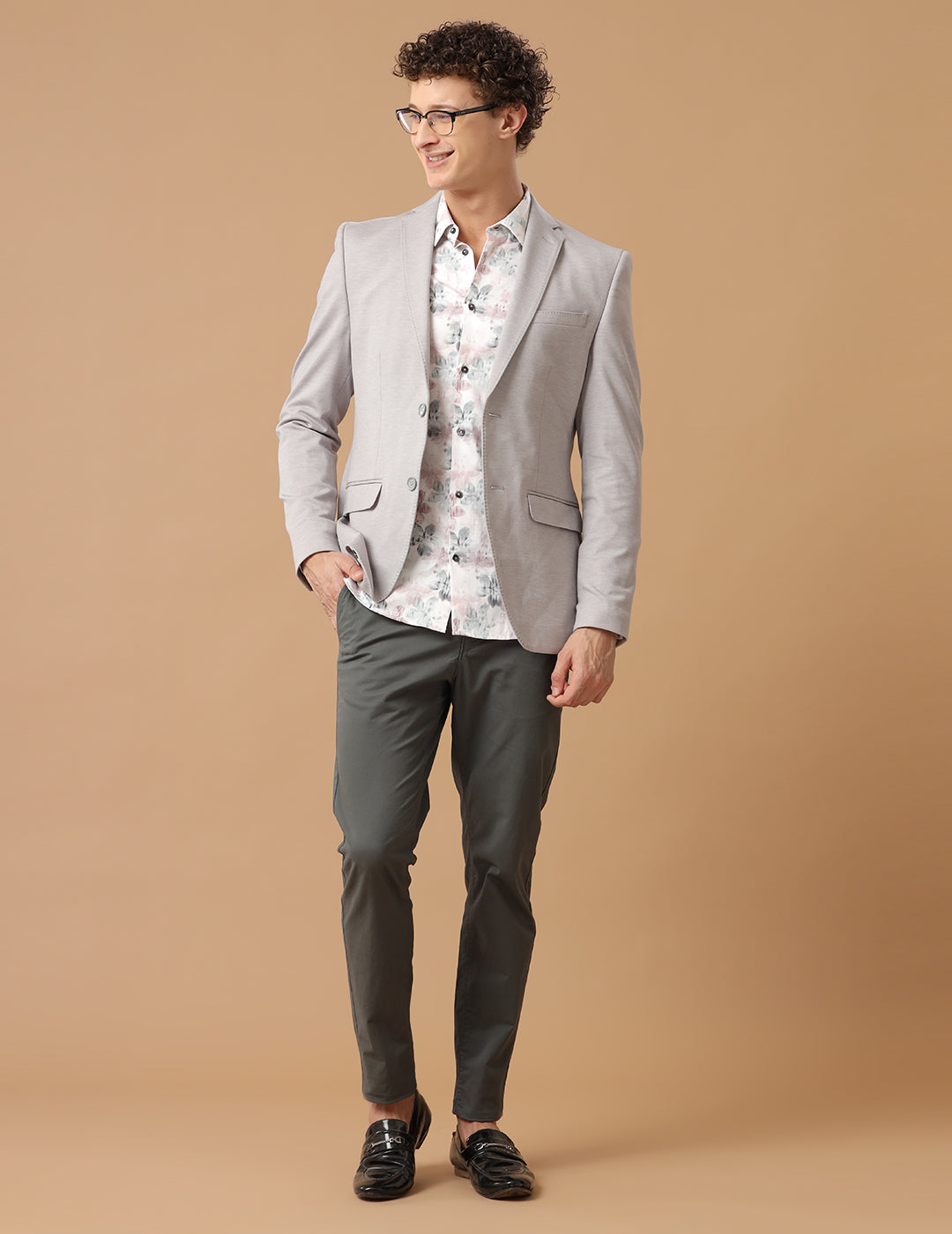 Men's Slim Fit Single Breasted Grey Formal Blazer