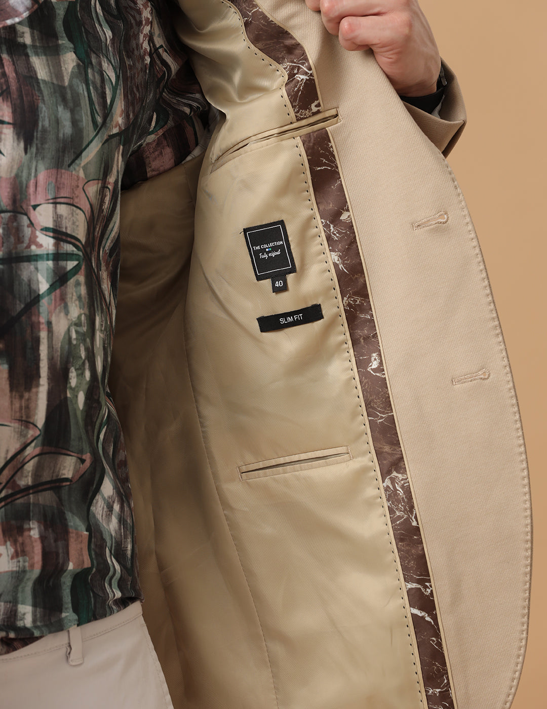 Men's Slim Fit Single Breasted Beige Formal Blazer