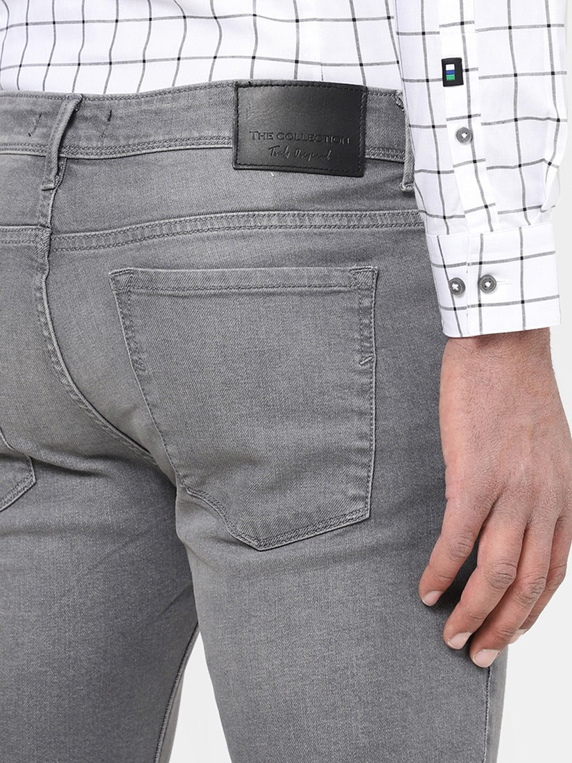 Men Slim Mid Rise Grey Jeans