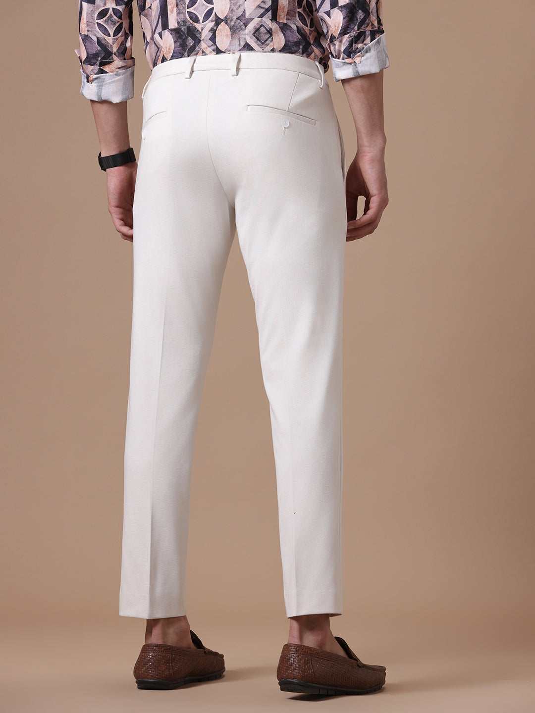 Knitted Slim Fit Ivory Formal Stretch Trouser (TAHLIA)