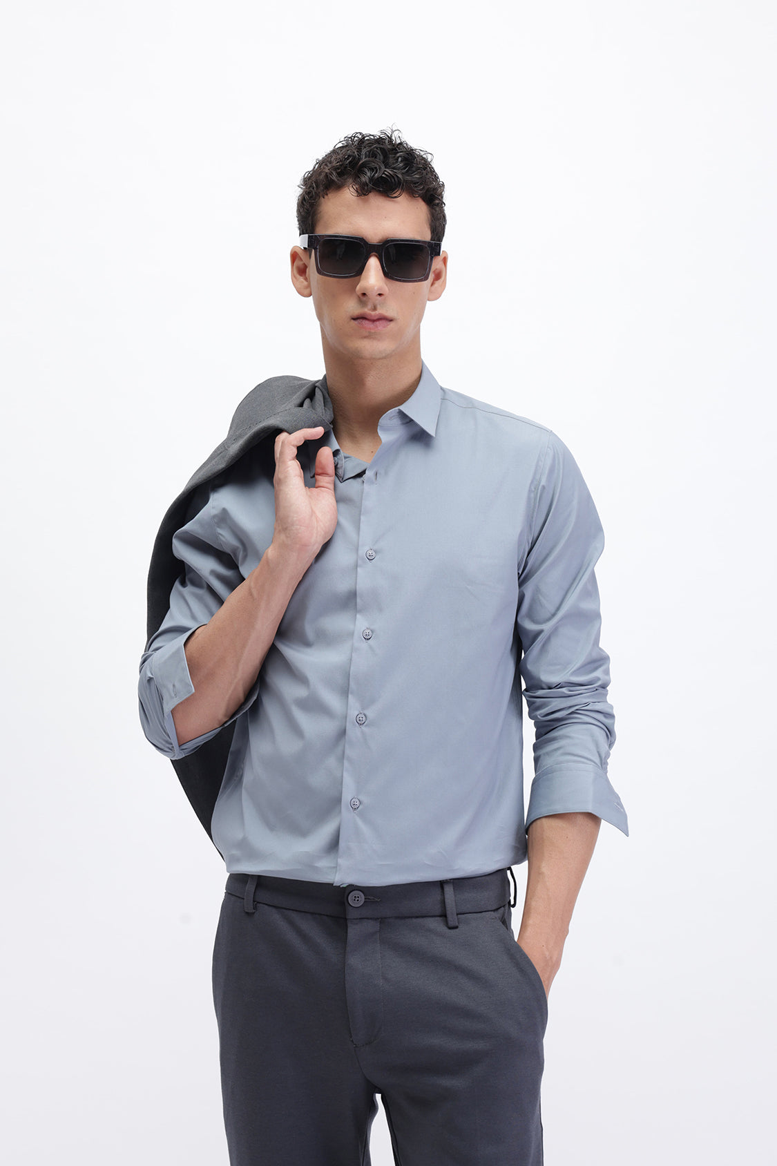 SLIM FIT PLAIN CASUAL SHIRT