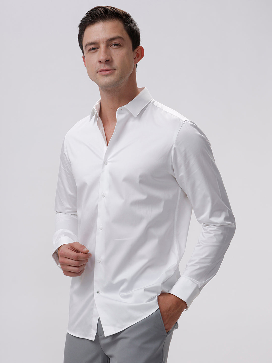 White Solid Cotton Shirt